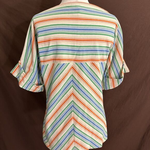 vintage 70s Donnykenny Stripe  Boat Neck Top size Large - Picture 5 of 6